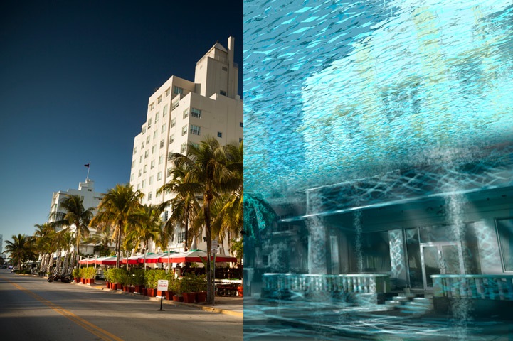 Now vs. 25 feet of sea level rise at Venice Beach Boardwalk